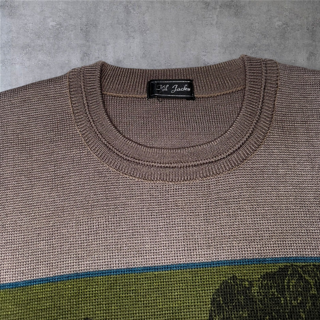 ヴィンテージ風 山岳デザイン ニット スウェット ストリート 古着 90s