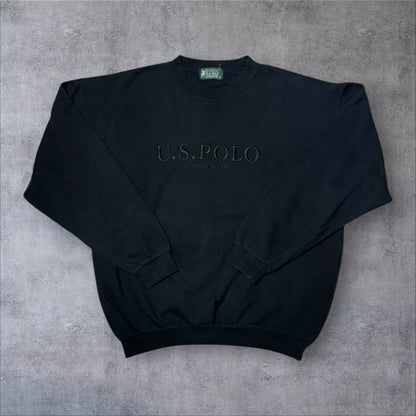U.S. POLO ASSN. スウェット トレーナー ブラック 刺繍ロゴ 2XL ビッグサイズ 古着