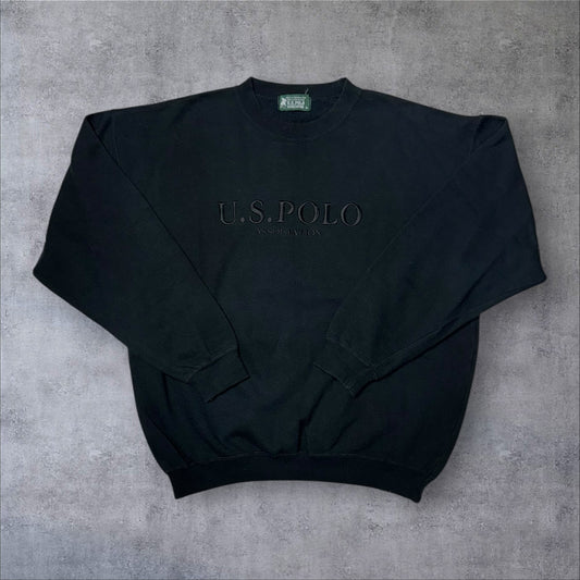 U.S. POLO ASSN. スウェット トレーナー ブラック 刺繍ロゴ 2XL ビッグサイズ 古着