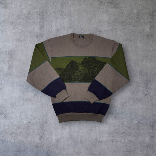 ヴィンテージ風 山岳デザイン ニット スウェット ストリート 古着 90s