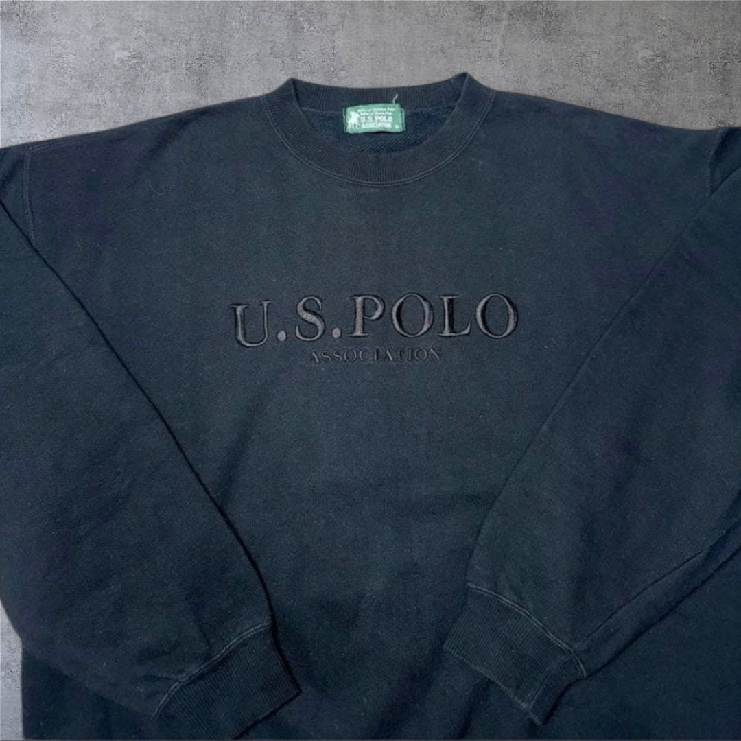 U.S. POLO ASSN. スウェット トレーナー ブラック 刺繍ロゴ 2XL ビッグサイズ 古着