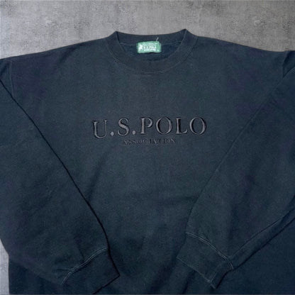 U.S. POLO ASSN. スウェット トレーナー ブラック 刺繍ロゴ 2XL ビッグサイズ 古着