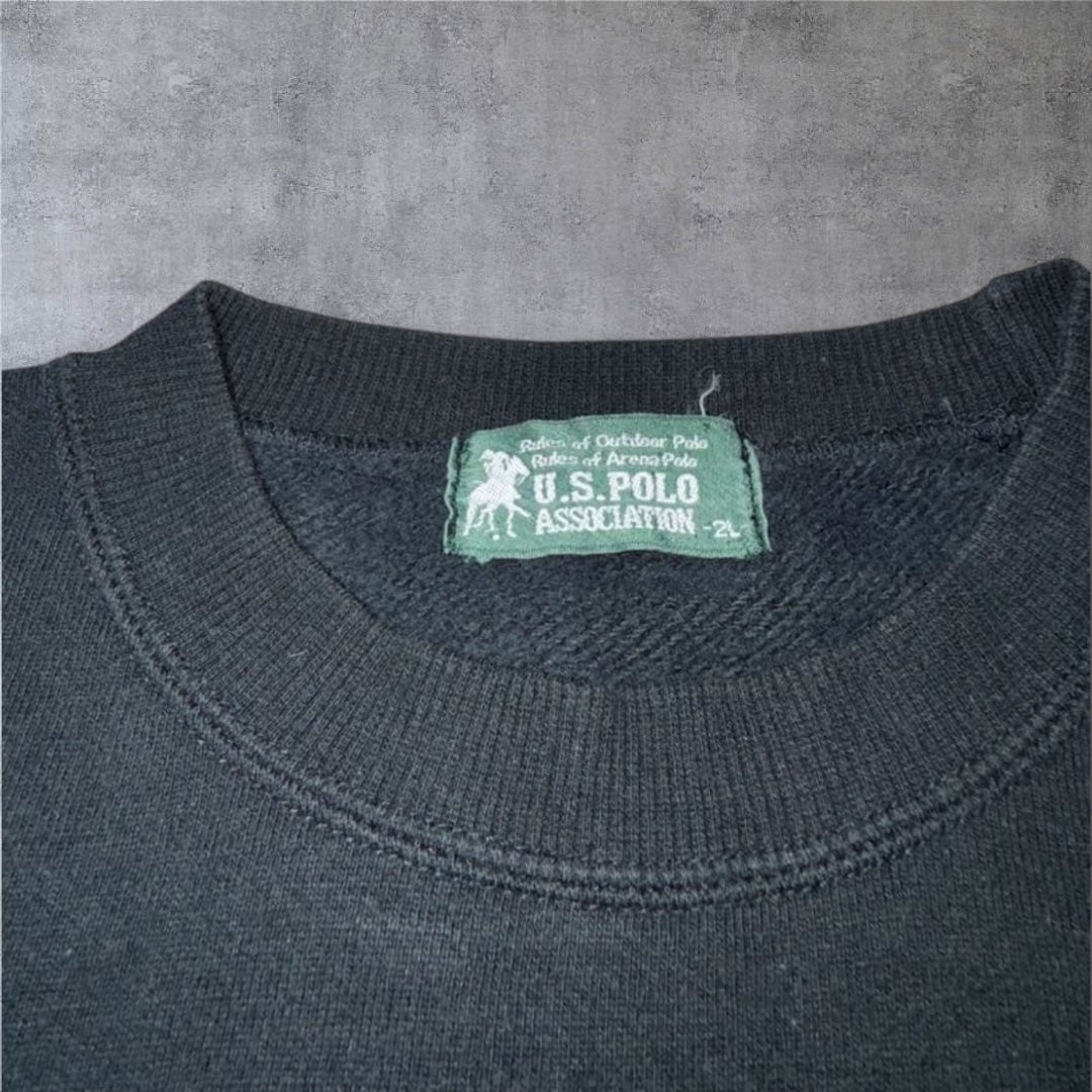 U.S. POLO ASSN. スウェット トレーナー ブラック 刺繍ロゴ 2XL ビッグサイズ 古着