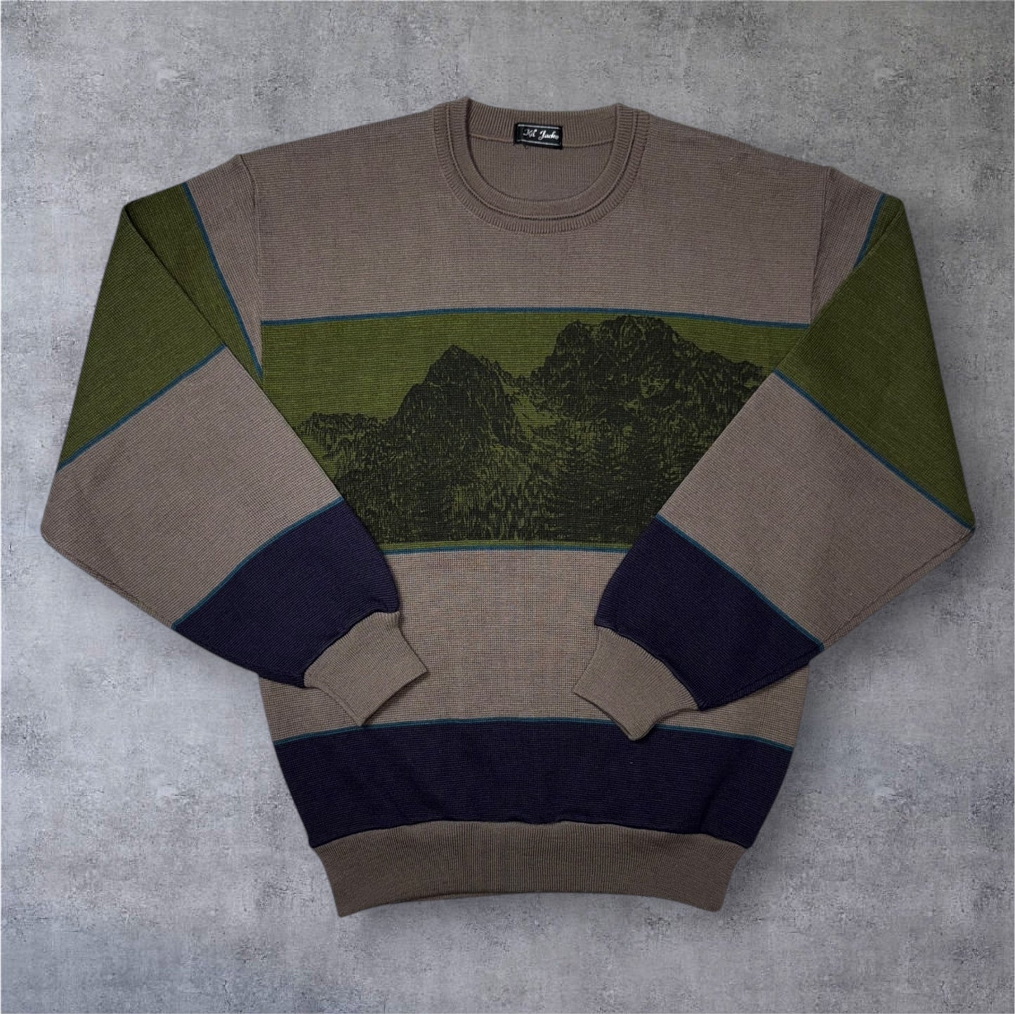 ヴィンテージ風 山岳デザイン ニット スウェット ストリート 古着 90s